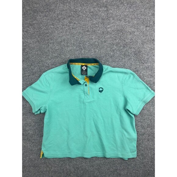 Outdoor Afro x REI Polo Shirt Women's M Blue Green Short Sleeve Button Collar - Picture 1 of 6